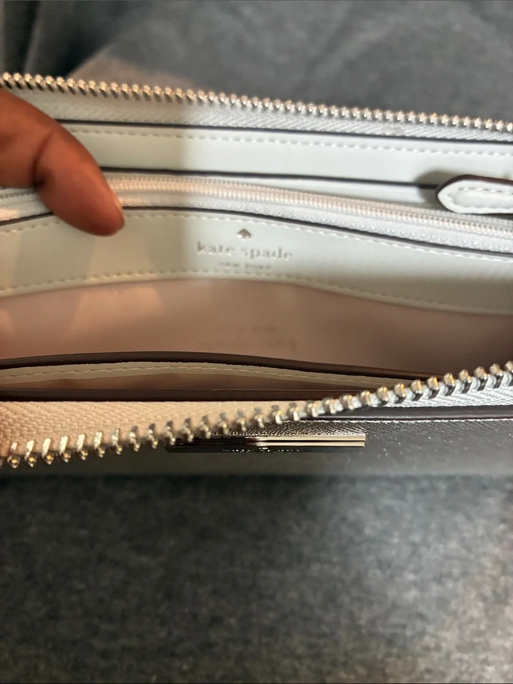 kate spade Metallic Silver Zip-Around Wallet